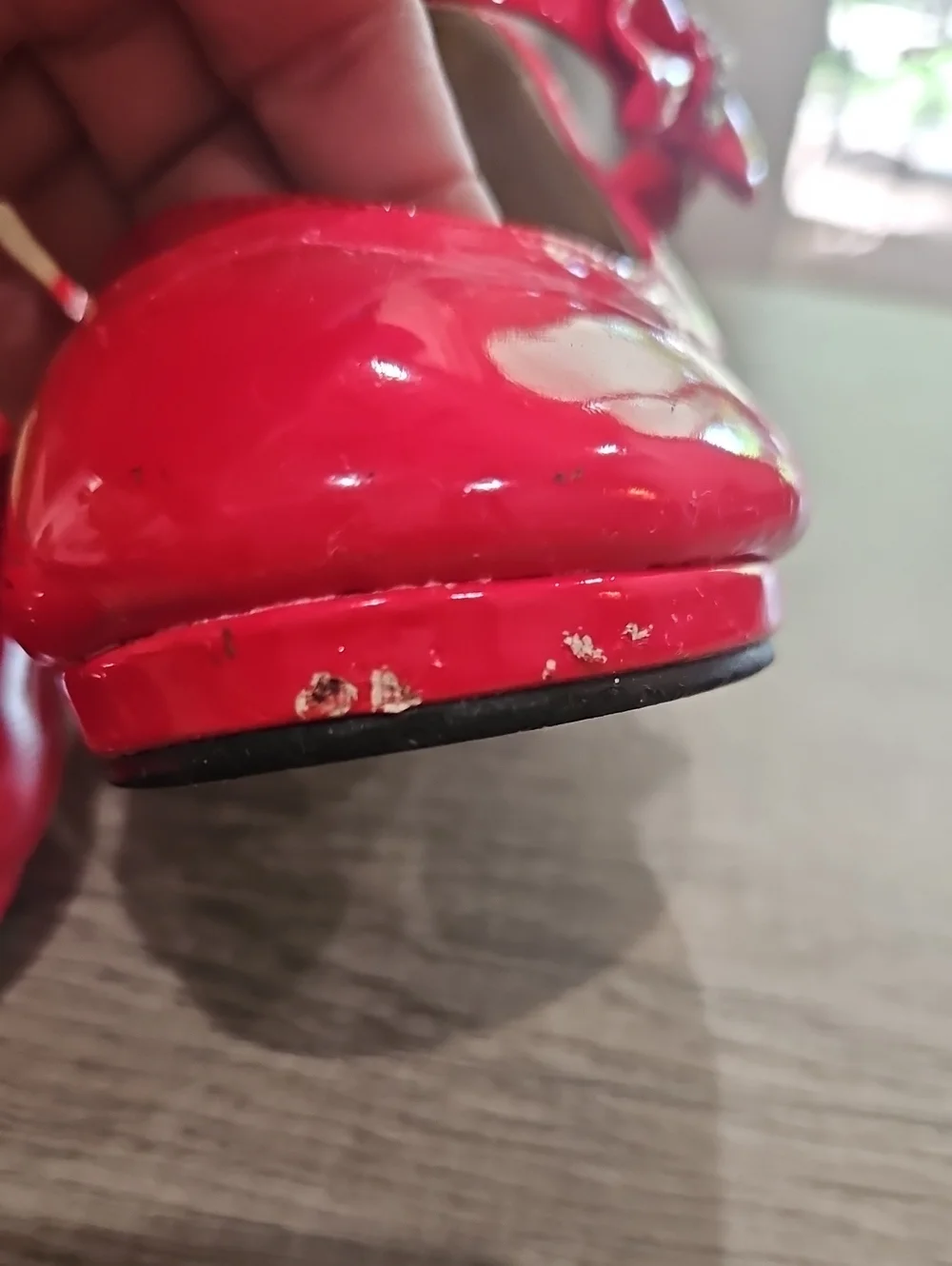 Link Girls Red Patent Mary Jane Heels with Bow Accent size 1
